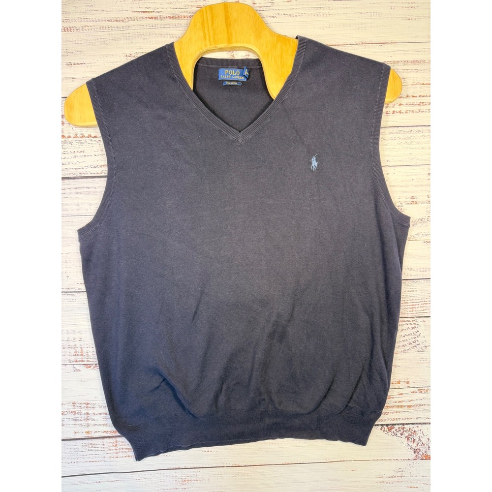 Polo Ralph Lauren Pima Cotton V-Neck Sweater Vest Mens 2XLT Navy Blue Pony Logo